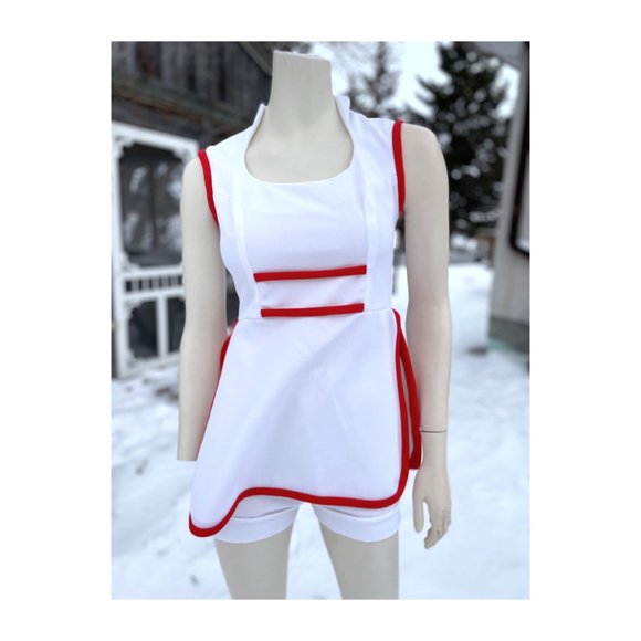 Vintage Other - SOLD Tennis Set Vintage 70s Tunic Shorts White Red Cheongsam Style Hand Made